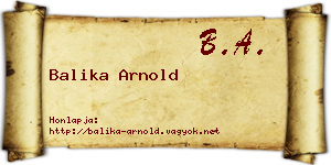 Balika Arnold névjegykártya